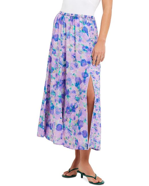 French Connection Blue Midi Floral Print Midi Skirt