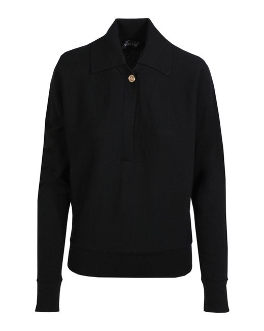 Versace Black Wool Blend Collared Sweater