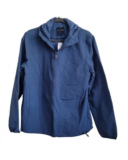 Brooks Brothers Blue Nylon Rain Jacket With Hood for men