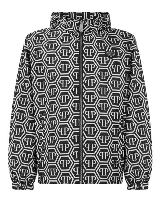 Philipp Plein Black Nylon Jacket Monogram for men
