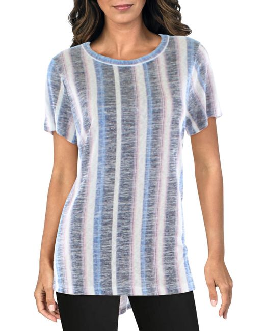 B Collection By Bobeau Blue Crewneck Striped Pullover Top