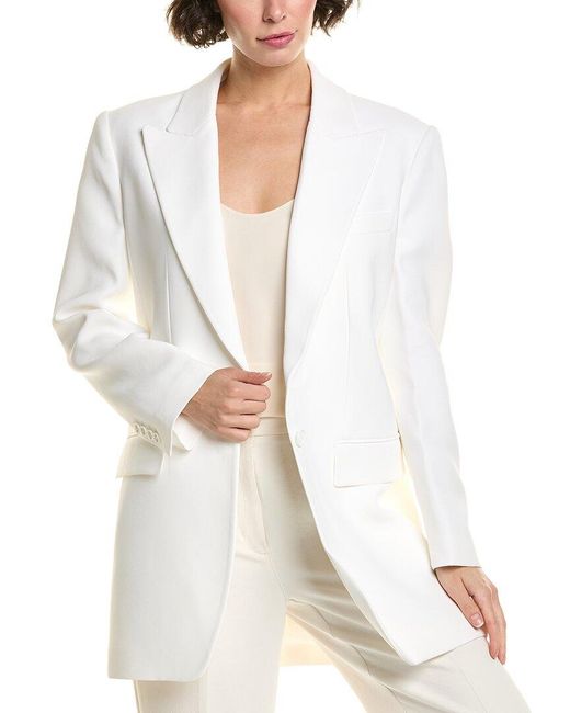 Michael Kors White Sable Darcy Silk-Blend Blazer