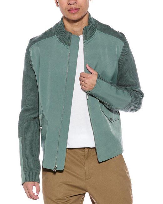 Jonathan Simkhai Men's Green Tucker Knit Combo Jacket