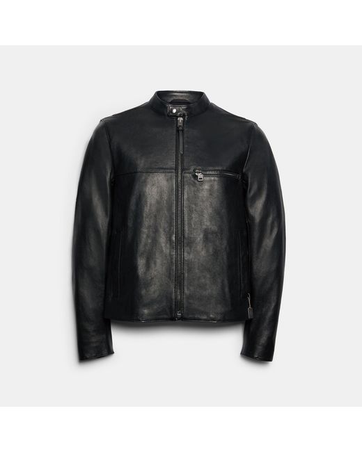 coach leather racer jacket black