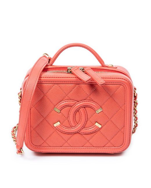 Chanel Pink Small Cc Filigree Vanity Case Bag