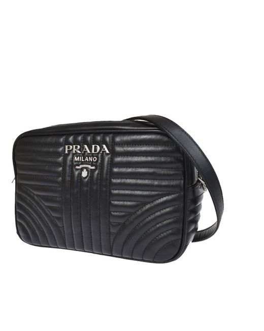 Prada Black Diagramme Leather Shoulder Bag (pre-owned)
