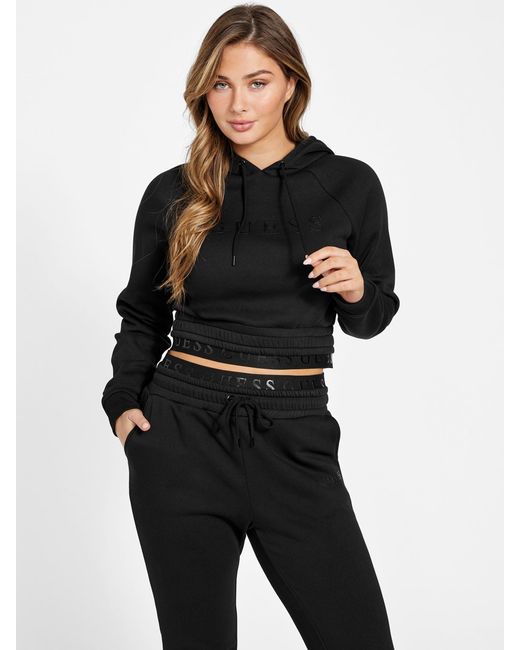 Guess Factory Black Ivy Crop Hoodie