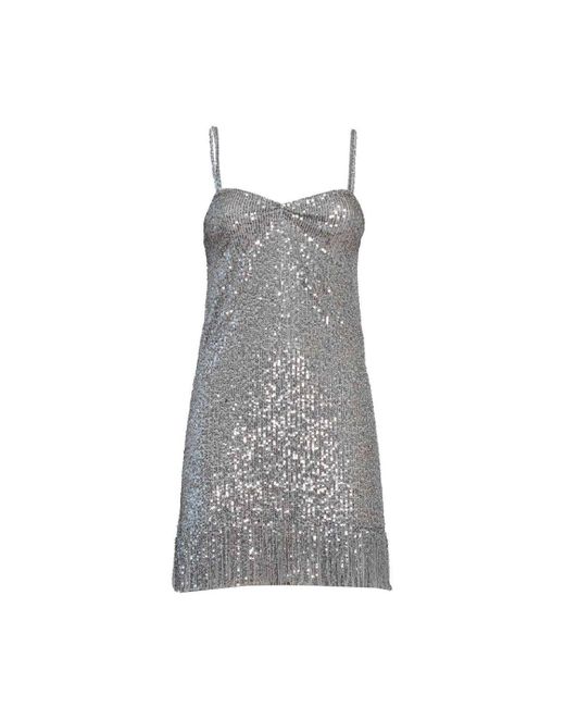 Ermanno Scervino Gray Short Slip Dress With Sequined Mesh