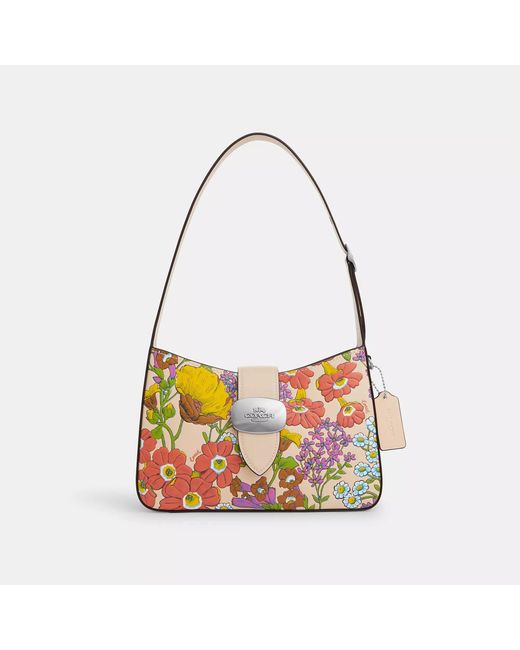 COACH White Eliza Shoulder Bag With Floral Print