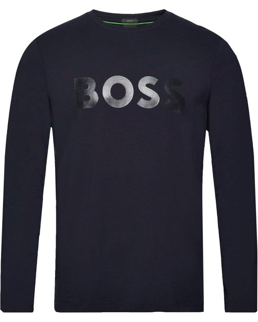 Boss Blue Men Togn 3 001-black Tee Long Sleeve Crew Neck Cotton T-shirt for men