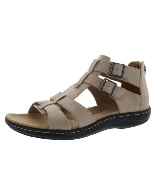 Clarks Laurieann Remi Leather Ankle Strap Footbed Sandals in Brown Lyst