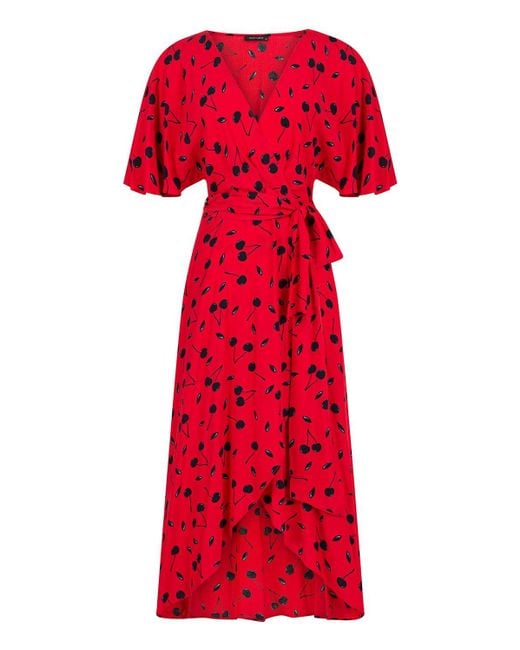 Nocturne Red Midi Wrap Dress