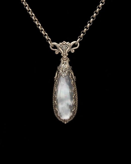 Konstantino Black Aura Silver 8.00 Ct. Tw. Gemstone Doublet Toggle Necklace