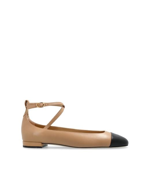 Stuart Weitzman White Leather Ballet Flats Eden Strap