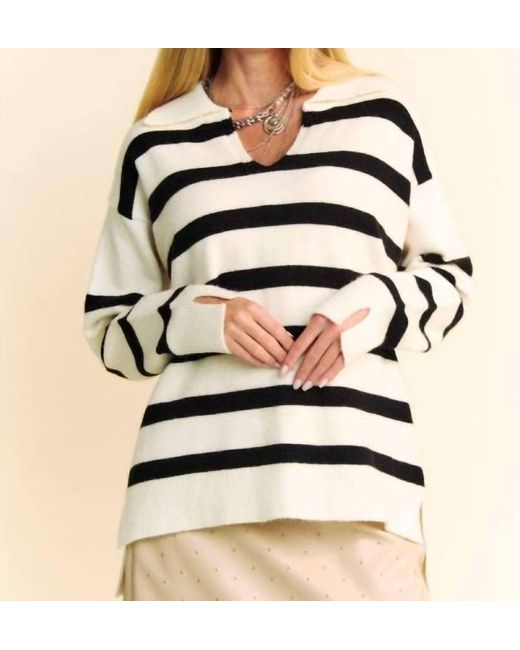 Davi & Dani Natural Ozana Stripe Sweater