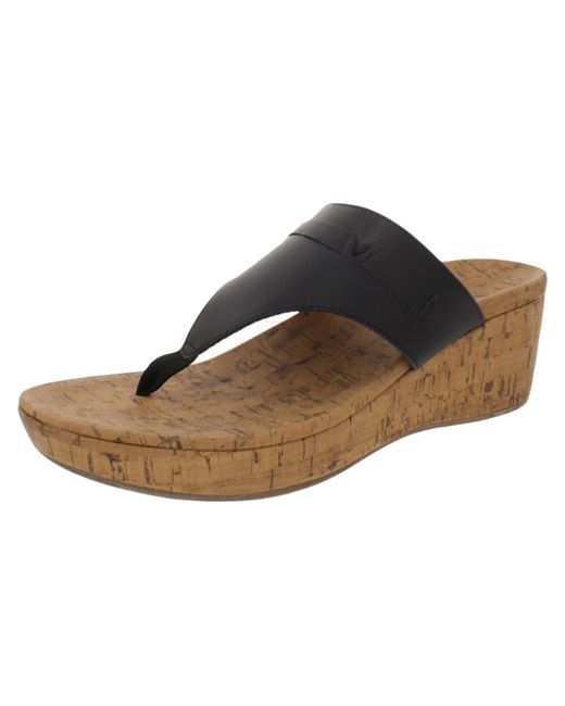 Vionic Brown Cameron Cork Thong Wedge Sandals