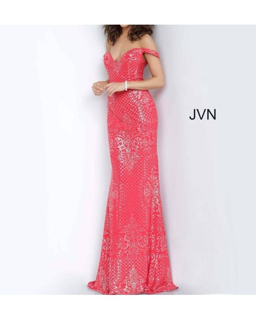 Jovani Pink Off The Shoulder Fitted Prom Dress