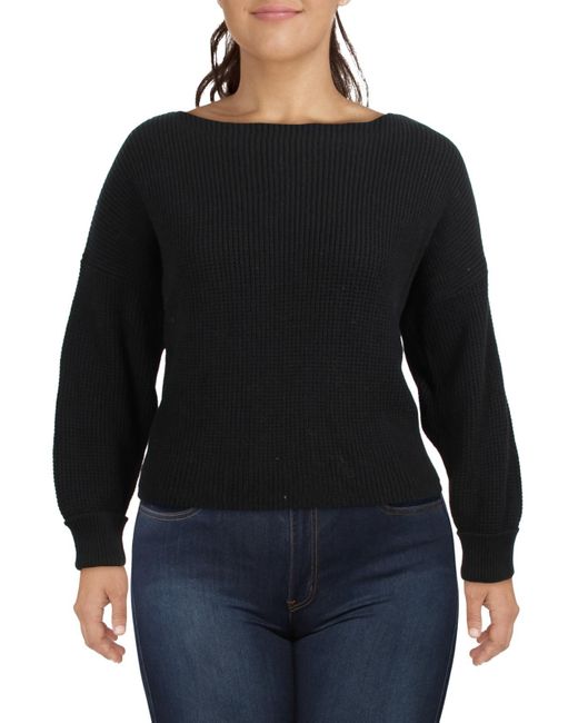 French Connection Black Millie Mozart Waffle Knit Boat Neck Sweater