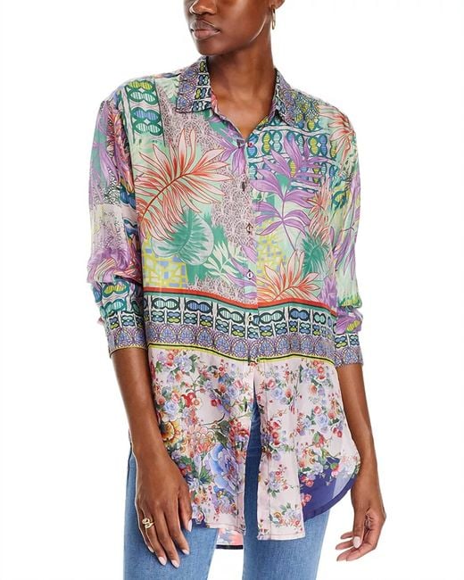 Johnny Was Blue Bordona Dubai Tunic Top