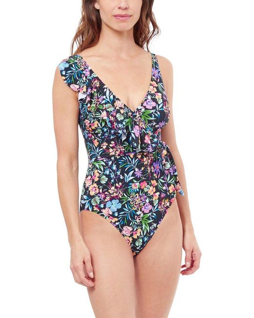 Gottex Women's Blue Ruffle One-Piece