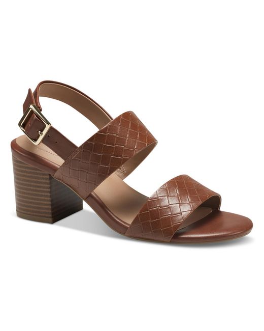 Giani Bernini Brown Hudsonn Faux Leather Ankle Strap Slingback Sandals