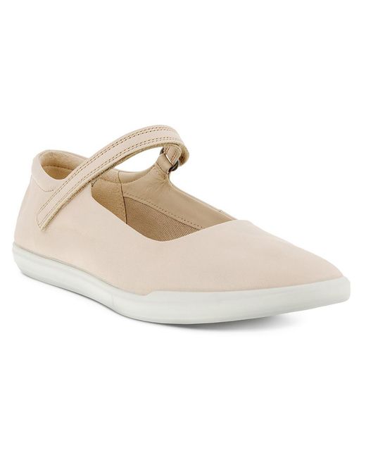 Ecco White Simpil Leather Flats Mary Janes