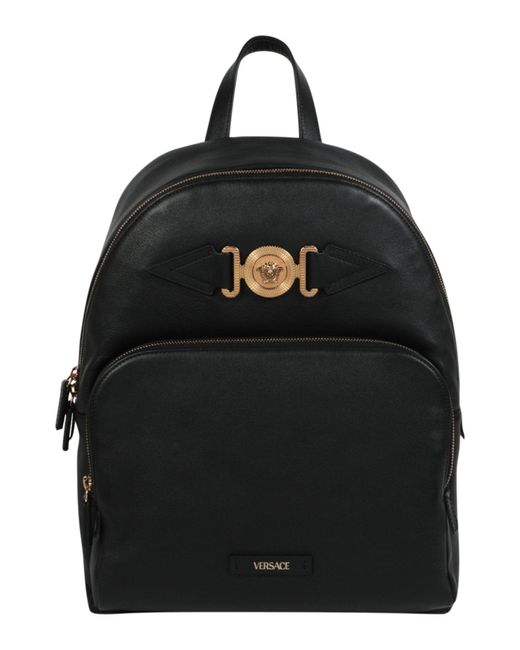 Versace Black Medusa biggie Leather Backpack