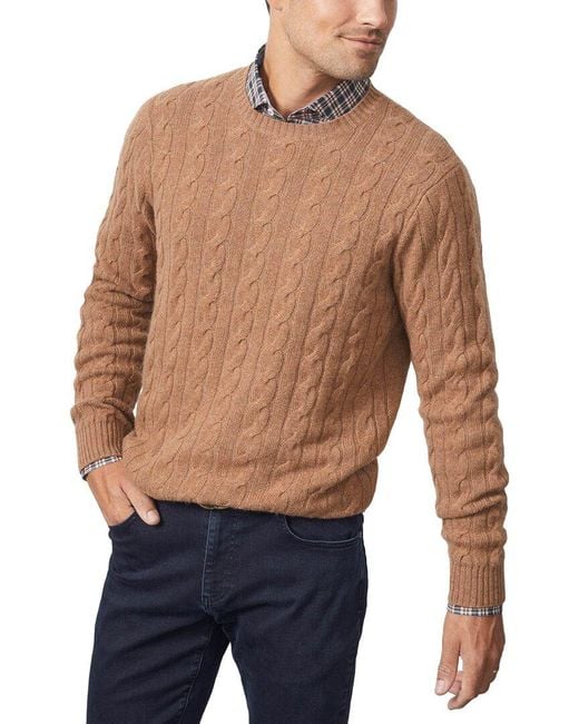 J.McLaughlin Blue Eamon Solid Cable Cashmere Sweater for men