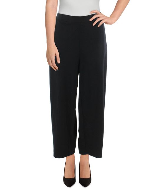 Eileen Fisher Black Wide Leg Pull On Ankle Pants
