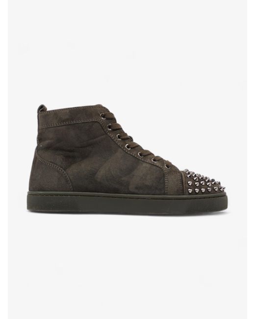 Christian Louboutin Black Lou Spikes High Top Sneakers Suede for men