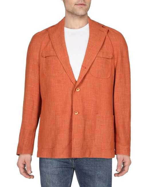 Tallia Orange Textured Slim Fit Sportcoat for men