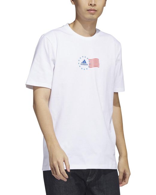 Adidas White Logo Cotton Graphic T-shirt for men