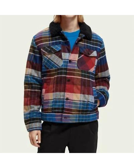 Scotch & Soda Blue Sherpa Trucker Jacket for men