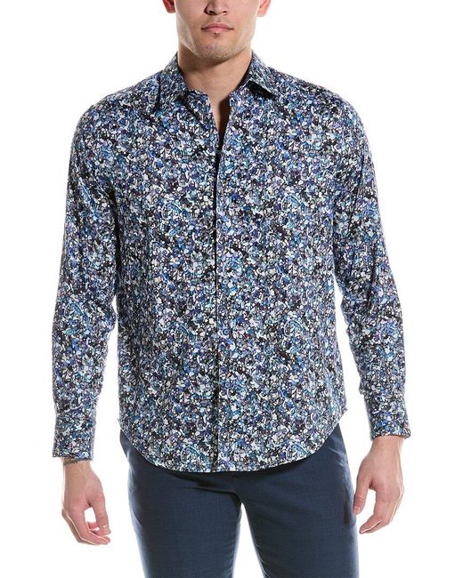 Robert Graham Blue Fondo Classic Fit Woven Shirt for men