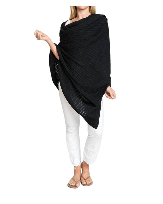 BURGESS SWEATERS Black Cable Knit Wrap