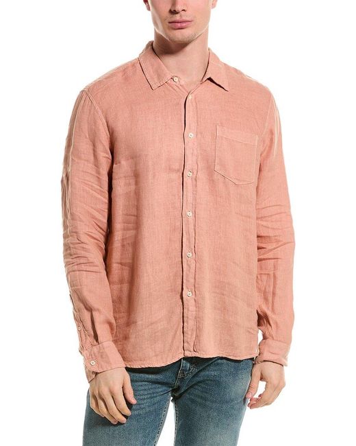 Velvet By Graham & Spencer Pink Linen Shirt for men