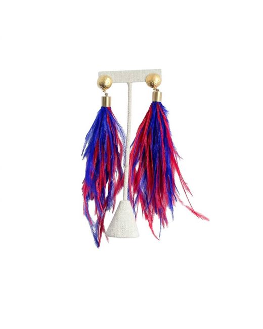 Virtue Purple Hammered Ball With Feather Earrings