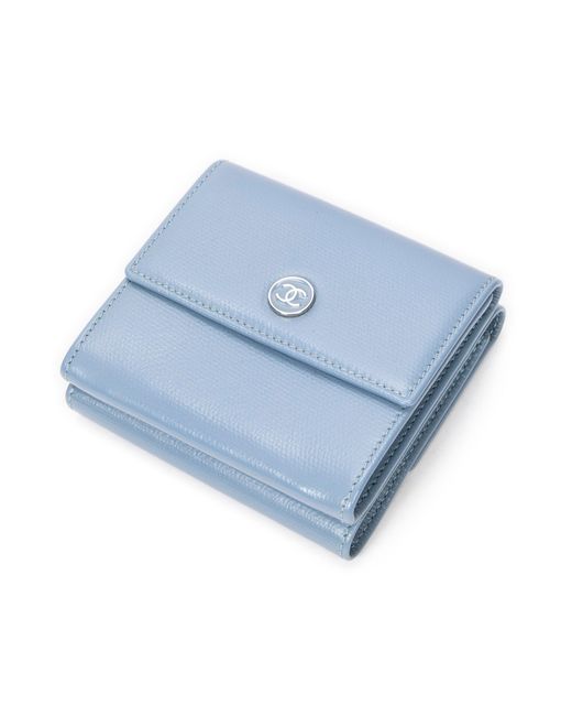 Chanel Blue Cc Button Double Sided Compact Wallet