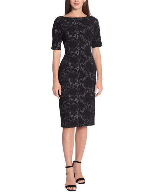 maggy london tie neck midi dress