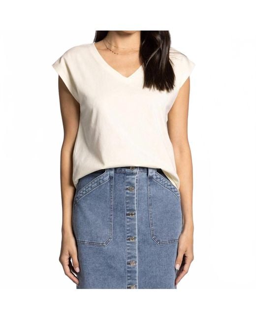 Thread & Supply Blue Romy V Neck Tee