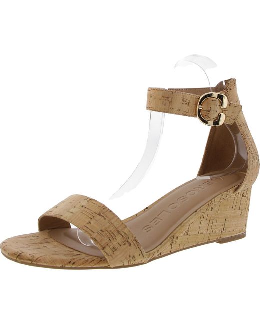 Aerosoles Brown Willis Faux Leather Cushioned Footbed Wedge Sandals