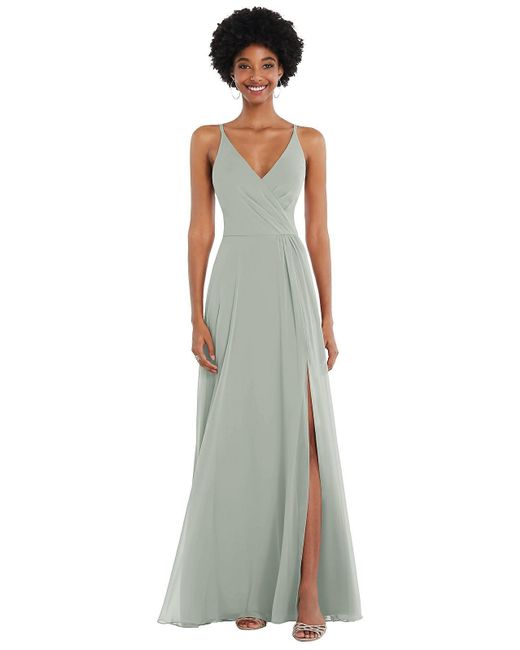 After Six White Faux Wrap Criss Cross Back Maxi Dress With Adjustable Straps