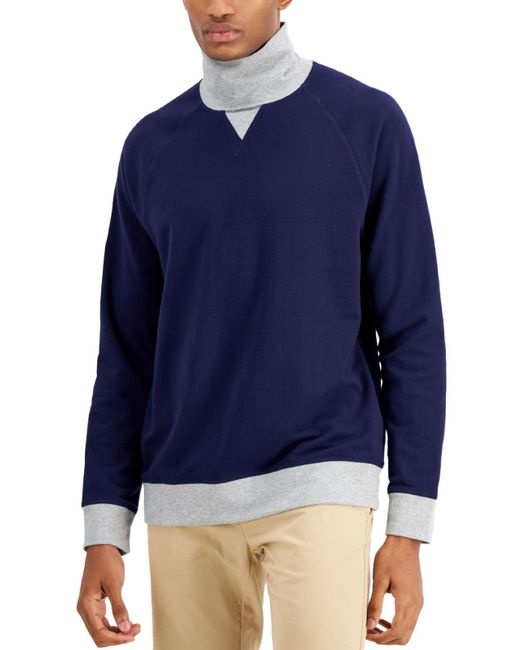 Club Room Blue Spiralite Colorblock Pullover Sweatshirt for men