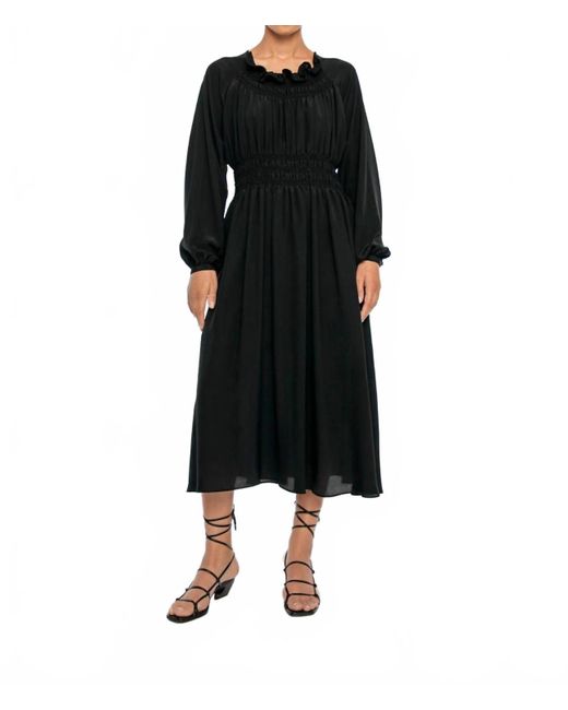Dāl the Label Black Signature Shirred Midi Dress