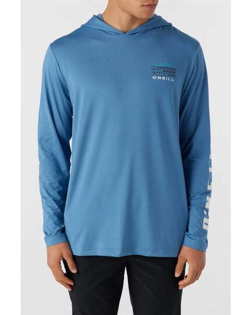 O'neill Sportswear Blue Trvlr Upf Hooded Long Sleeve Tee for men