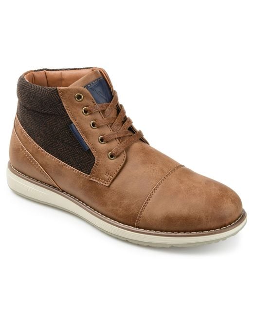 Vance Co. Brown Jones Cap Toe Ankle Boot for men