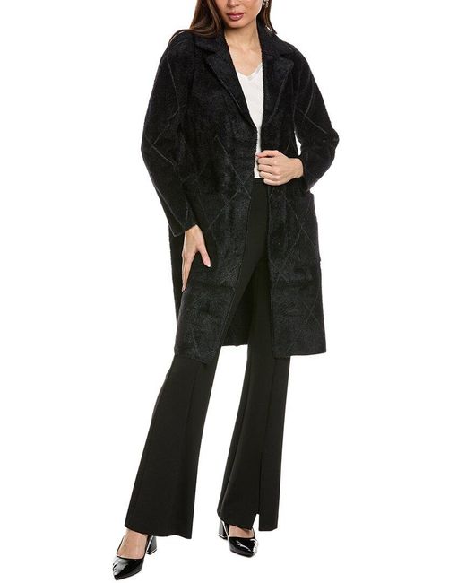 Joseph Ribkoff Black Fuzzy Eyelash Coat
