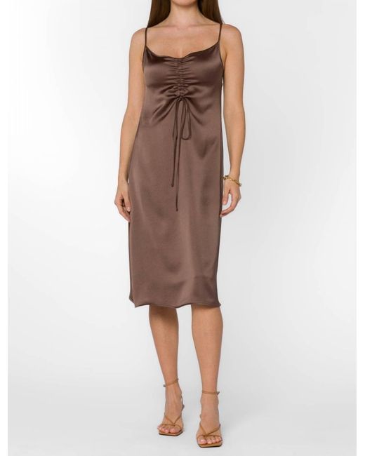 Velvet Heart Brown Luxe Ruched Slip Dress