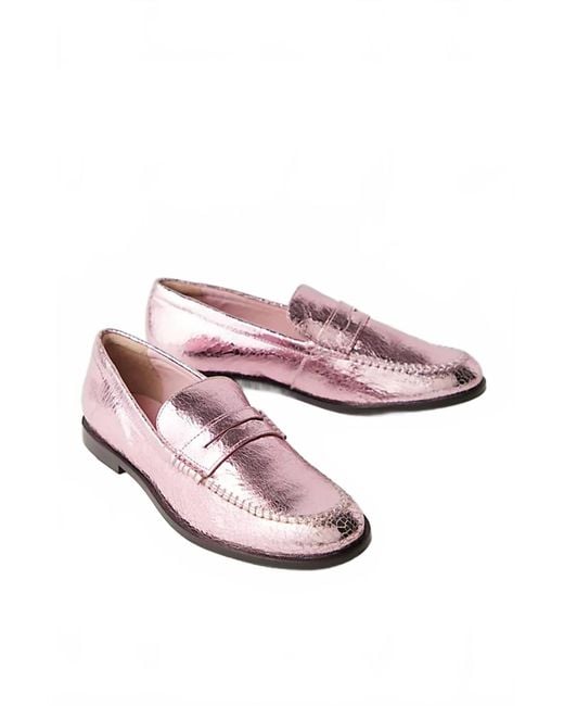 Free People Pink Blanket Stitch Loafers