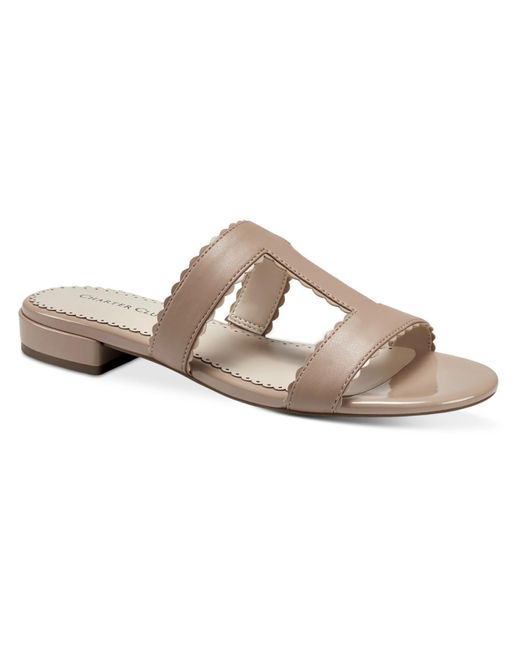 Charter Club Brown Lulia Faux Leather Dressy T-strap Sandals